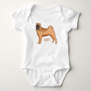 Body Para Bebê Ilustração de desenho animado de cão Shar-Pei chin