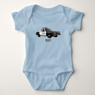 Body Para Bebê Ilustração de desenho animado de carro da polícia