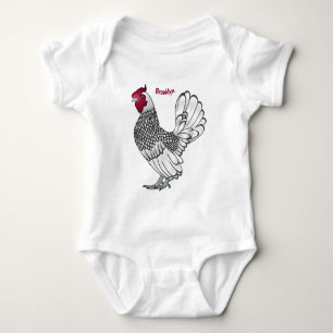 Body Para Bebê Ilustração de desenho animado de frango Sebright