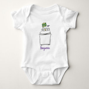 Body Para Bebê Ilustração de desenho animado de máquina de lavar
