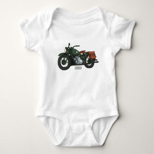 Body Para Bebê Ilustração de desenho animado de motocicleta milit