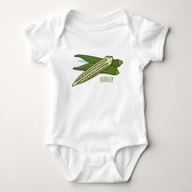 Body Para Bebê Ilustração de desenho animado de quiabo (Frente)