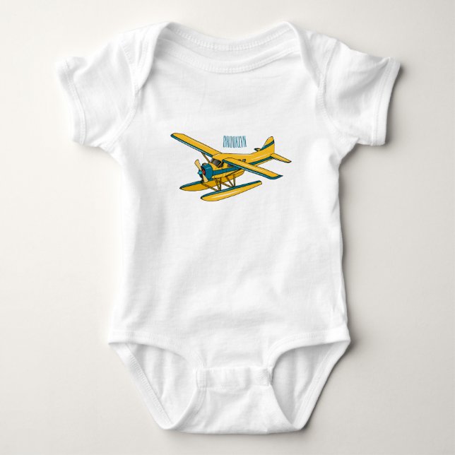 Body Para Bebê Ilustração de desenho animado de Seaplane (Frente)
