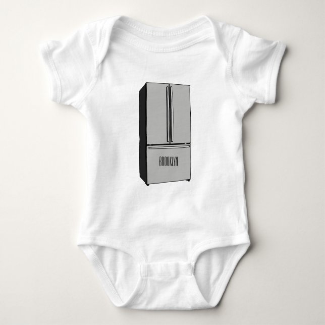 Body Para Bebê Ilustração de desenho animado do frigorífico franc (Frente)