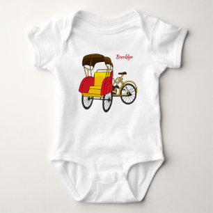 Body Para Bebê Ilustração de desenho animado do rickshaw Pedicab
