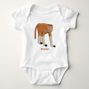 Body Para Bebê Ilustração de desenho animado engraçado do macaco 