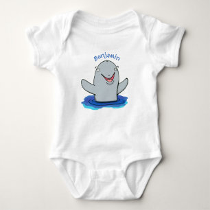 Body Para Bebê Ilustração de desenho animado feliz e adorável