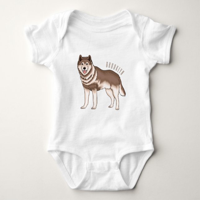 Body Para Bebê Ilustração de desenho animado siberiano husky (Frente)
