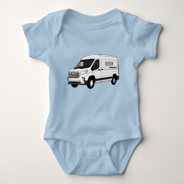 Body Para Bebê Ilustração de desenho de carrinha de entrega (Frente)