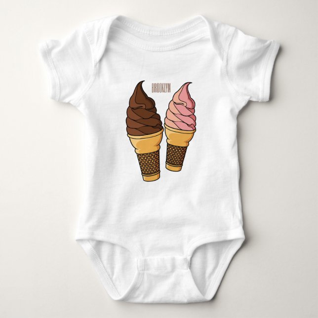 Body Para Bebê ilustração de desenho de cone de sorvete (Frente)