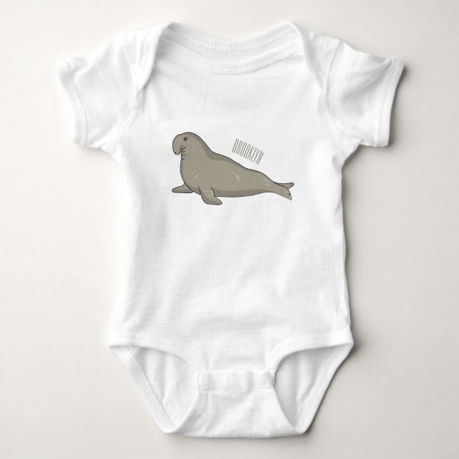 Body Para Bebê Ilustração de desenho do selo elefante (Frente)