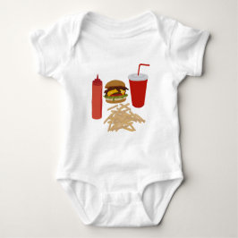 Body Para Bebê Ilustração de Fries Burger de Comida Rápida