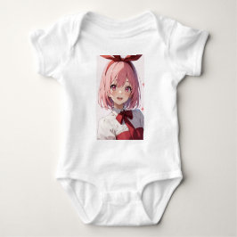 Body Para Bebê Ilustração de Garota de Anime Fofo com Cabelo Rosa