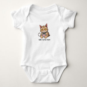 Body Para Bebê Ilustração de Gatinho Gamer Fofo com Bateria Baixa
