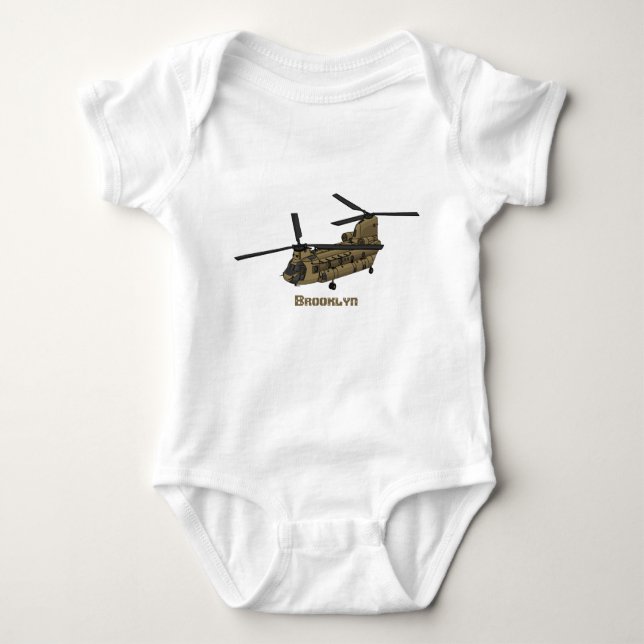 Body Para Bebê Ilustração de helicóptero militar Chinook (Frente)