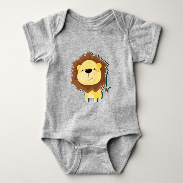 Body Para Bebê Ilustração de Leão Fofo (Frente)