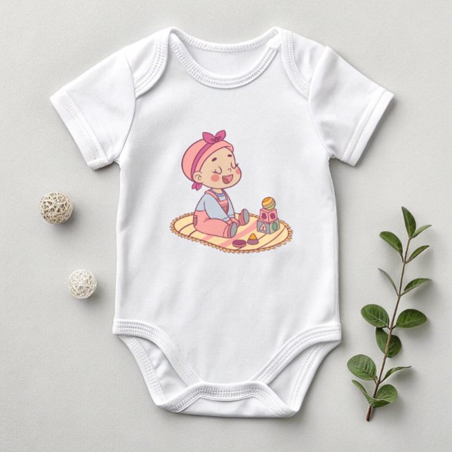 Body Para Bebê Ilustração de menina doce (Criador carregado)
