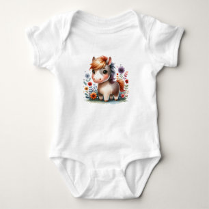 Body Para Bebê Ilustração de Pônei Caprichoso Design de Cavalo