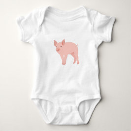 Body Para Bebê Ilustração de Suíno Rosa-Cor-de-Corte