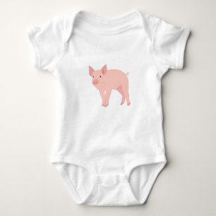Body Para Bebê Ilustração de Suíno Rosa-Cor-de-Corte