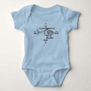 Body Para Bebê Ilustração de Voo do Helicóptero Bonito Quatro 