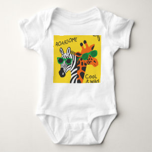 Body Para Bebê Ilustração do Cartoon Zebra Girafa legal