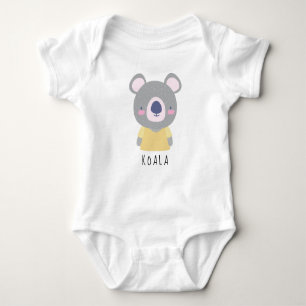 Body Para Bebê Ilustração do Urso Koala Cute - Nome Personalizáve