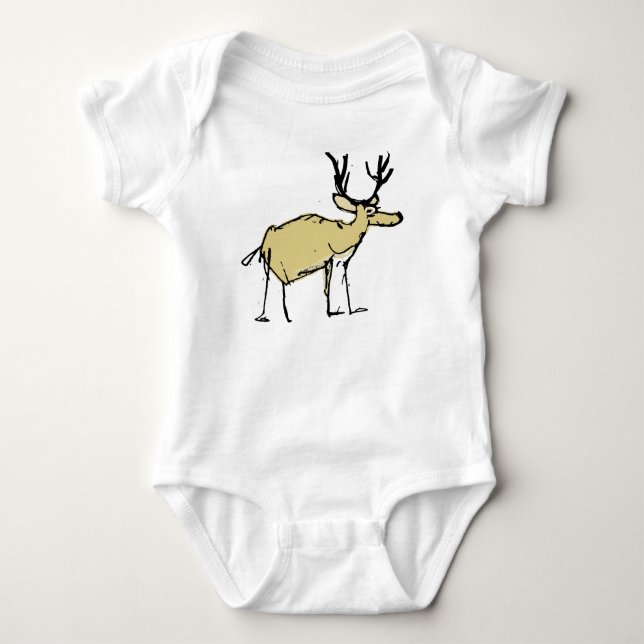 Body Para Bebê Ilustração Excêntrica de Rena Desenhada à Mão no B (Frente)