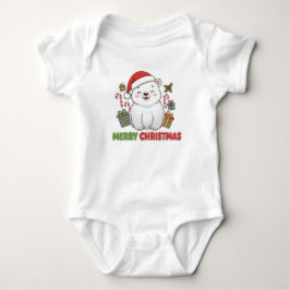 Body Para Bebê Ilustração Fofa de Urso Polar de Natal