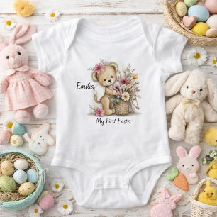 Body Para Bebê Ilustração Fofa do Primeiro Páscoa Leão