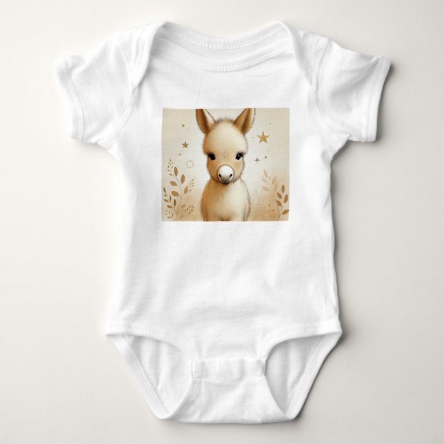 Body Para Bebê Ilustração Mínima Adorável de Donkey (Frente)