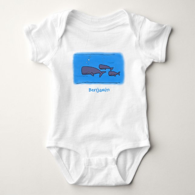 Body Para Bebê Imagem das baleias de desenho animado migrante em  (Frente)