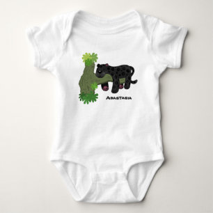 Body Para Bebê Imagem de desenho animado de gato preto-pintado-pi