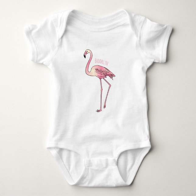 Body Para Bebê Imagem de desenho animado de pássaro Flamingo (Frente)