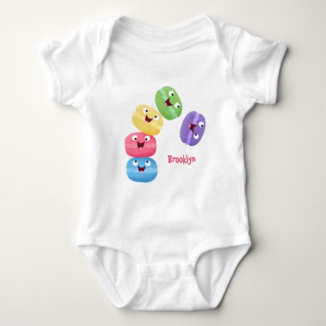 Body Para Bebê Imagem de desenhos animados de macarões engraçados (Frente)