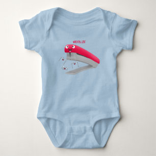 Body Para Bebê Imagem do desenho animado vermelho-feliz grampeado