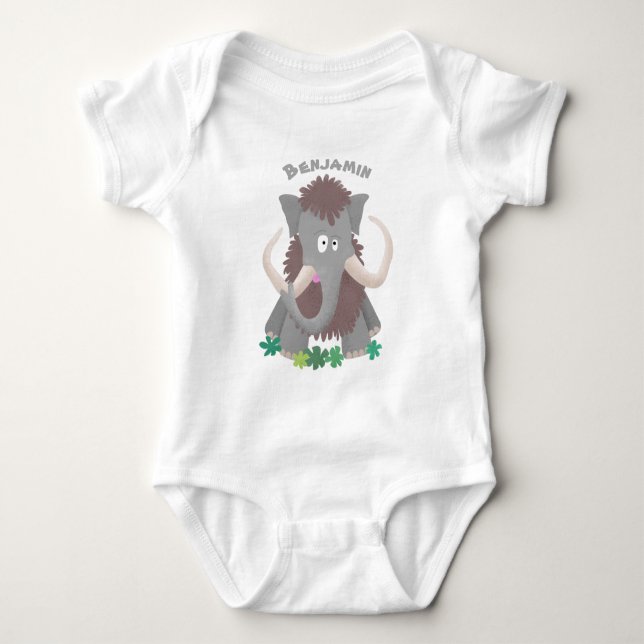 Body Para Bebê Imagem engraçada de desenho animado de mamute (Frente)