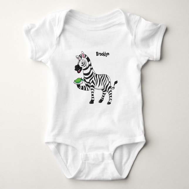 Body Para Bebê Imagem engraçada de desenho animado zebra (Frente)