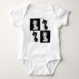 Body Para Bebê Impressão de Bloco de Monograma Branco Preto