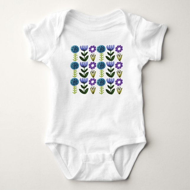 Body Para Bebê Impressão de Flor Bebê Roupa (Frente)