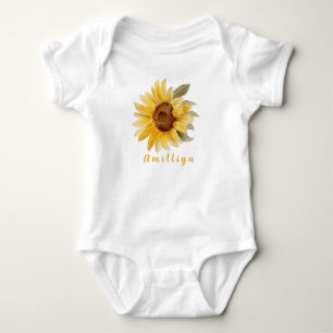 Body Para Bebê Impressão de girassol Nome personalizado Cute Mord