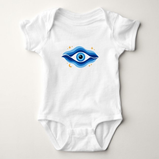 Body Para Bebê Impressão de Olho Azul Geométrico para Design de P (Frente)