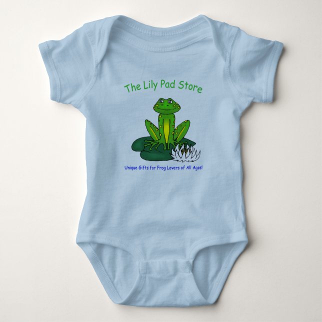 Body Para Bebê Infant's Frog on a Lily Pad Blue Bodysuit (Frente)