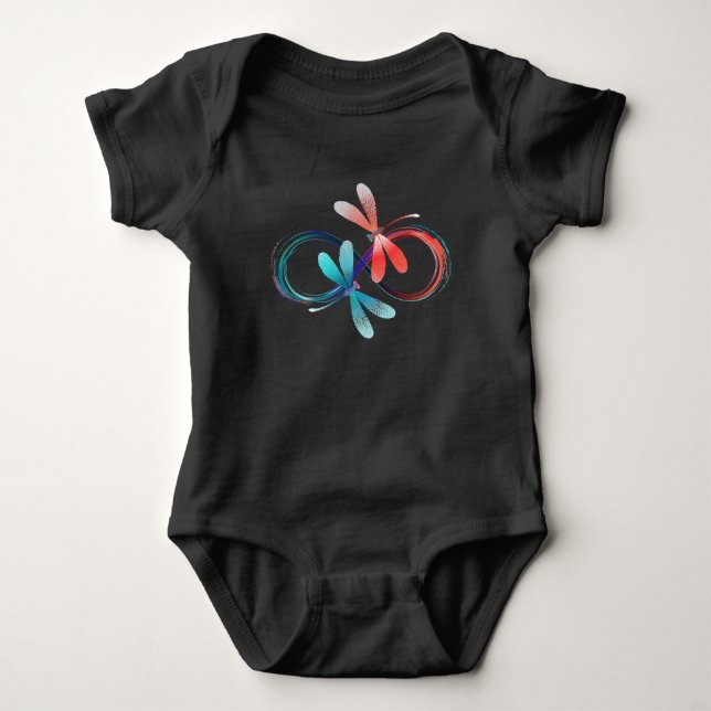 Body Para Bebê Infinito com libélulas brilhantes (Frente)