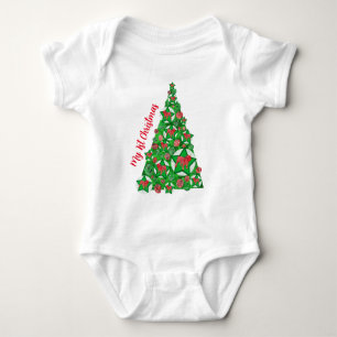 Body Para Bebê Inglês Bulldog Silhouette Christmas Tree Red