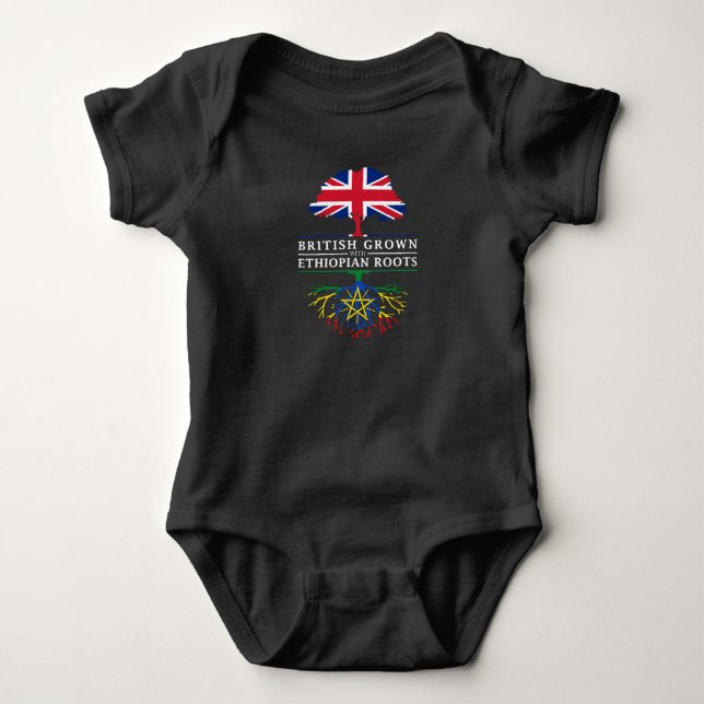 Body Para Bebê Ingleses crescidos com raizes etíopes   Etiópia (Frente)