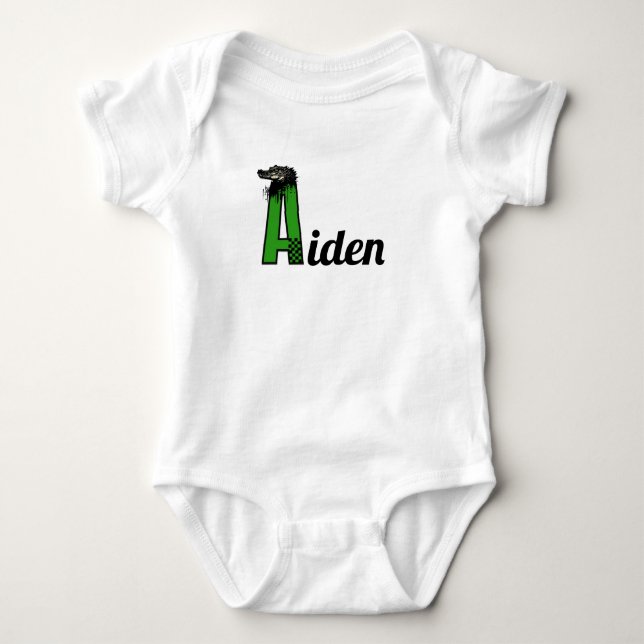 Body Para Bebê Início personalizado do Nome do Menino com A (Frente)