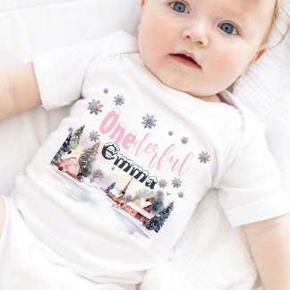 Body Para Bebê Inverno Mágico Rosa Maravilhoso