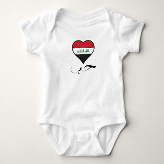 Body Para Bebê Iraqi Flag Heart Arabic Calliografia "Love" Iraque