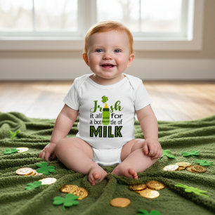 Body Para Bebê Irlandês por uma Garrafa de Leite   St Paddy's